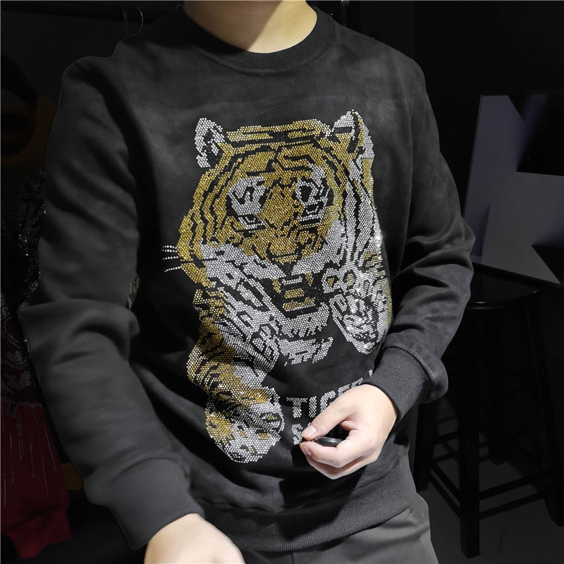 Pouncing Tiger Rhinestone Style Sweatshirt