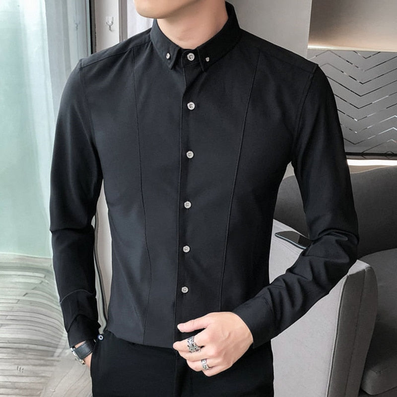 Middle Sewings Decorated Long-Sleeved Shirt