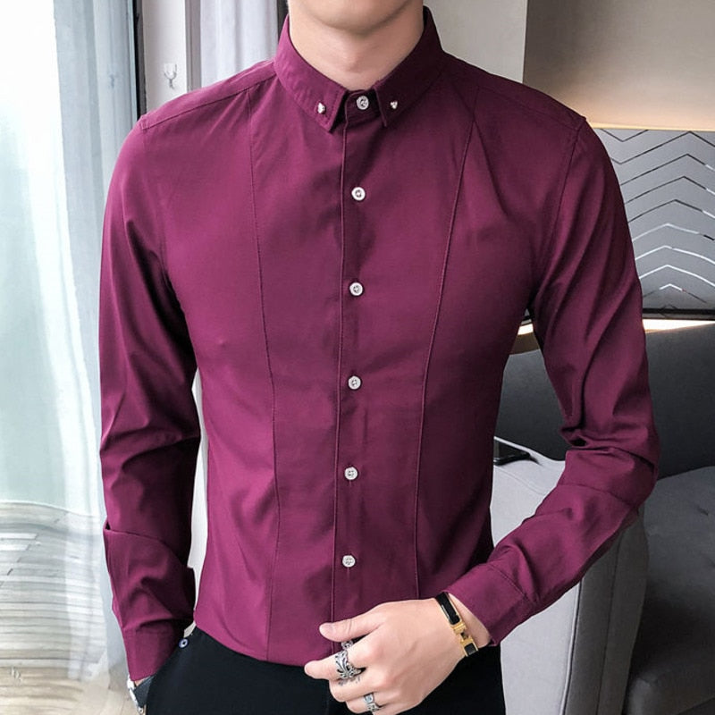 Middle Sewings Decorated Long-Sleeved Shirt