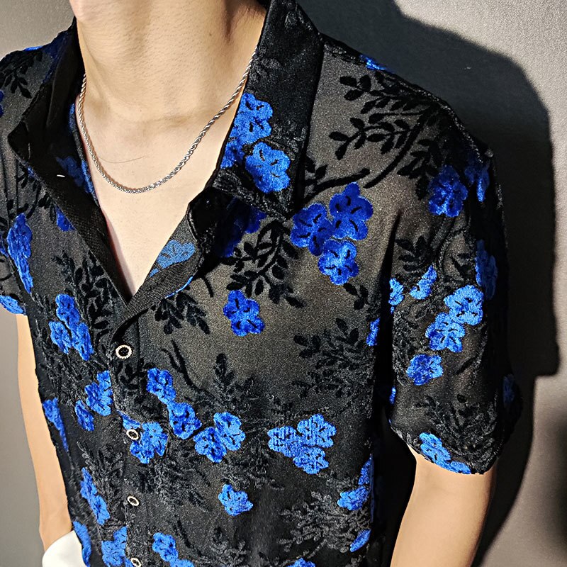 Small Blue Floral Transparent Shirt
