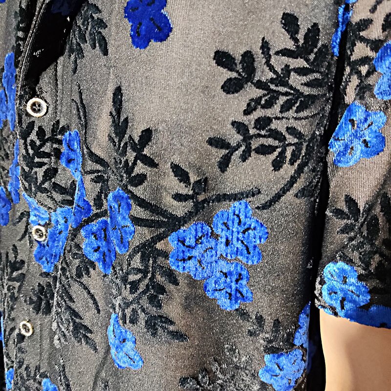 Small Blue Floral Transparent Shirt