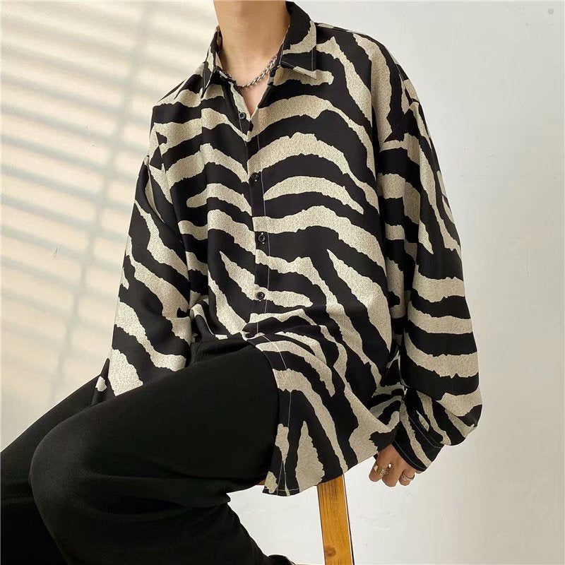 Striped Printed Long Sleeve Men Shirts