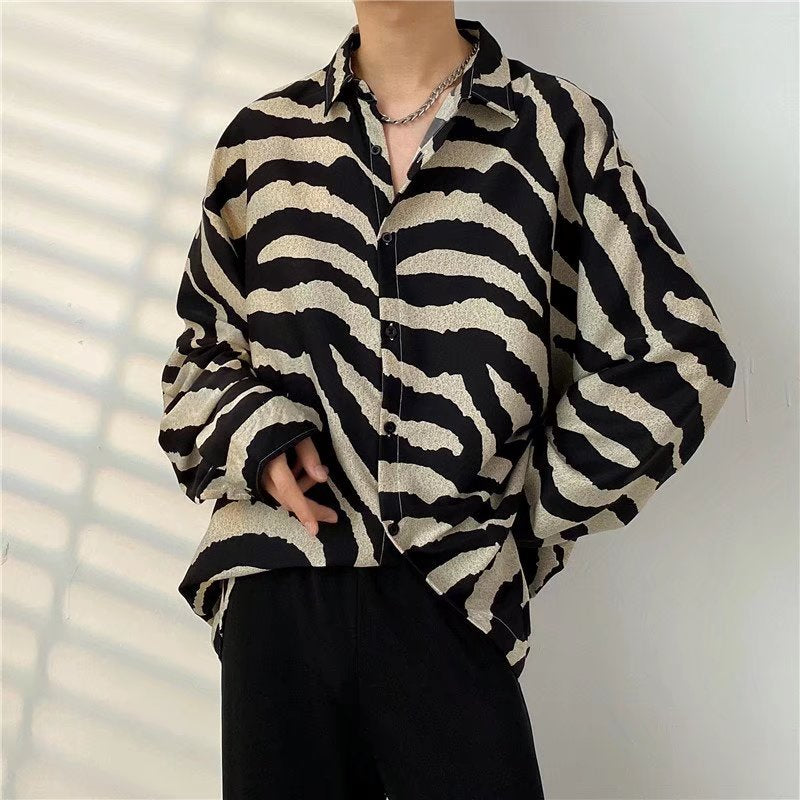 Striped Printed Long Sleeve Men Shirts