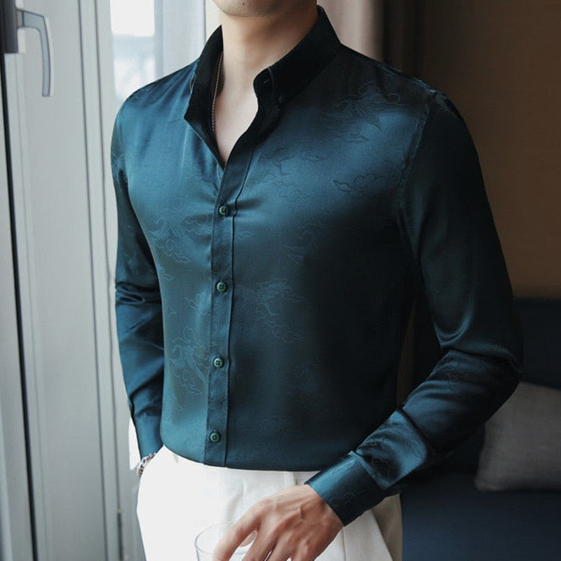 Chemise ajustée à motif de dragon chinois
