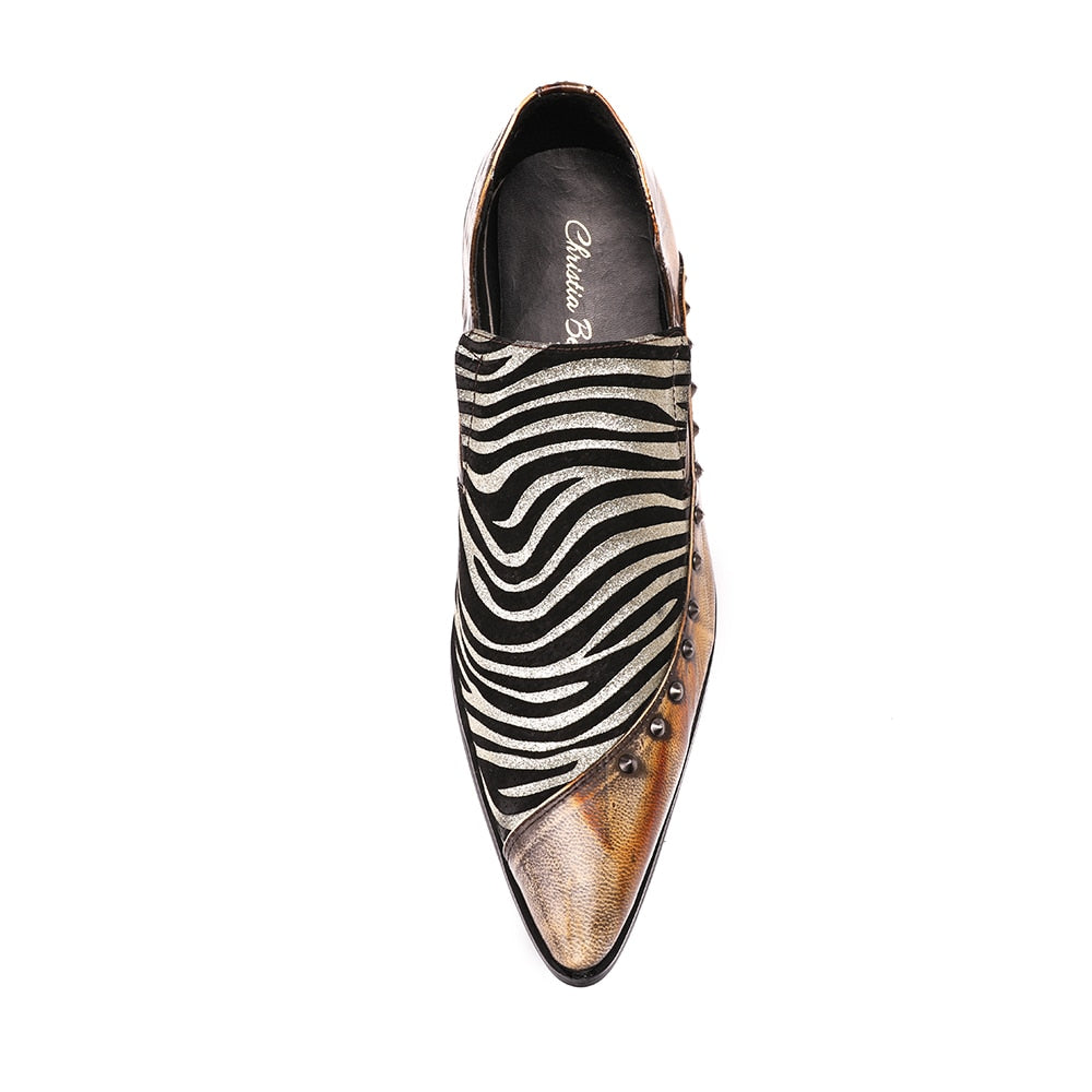 Metallic Pattern Studded Men Slip On Shoes