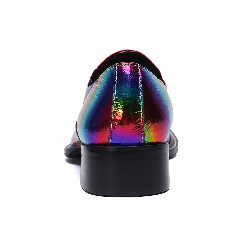 Square Toe Black Rainbow Formal Prom Style Men Loafers Shoes