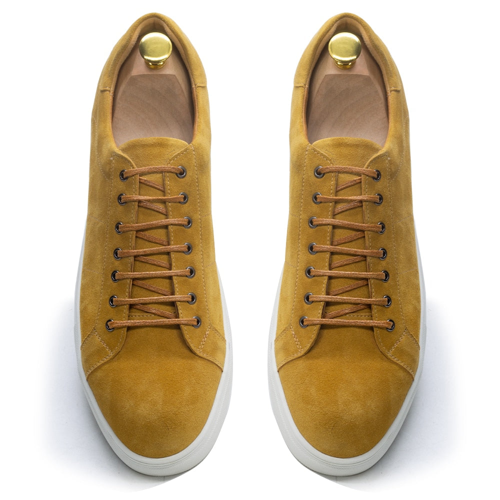 Solid Suede Leather Lace-Up Sneakers