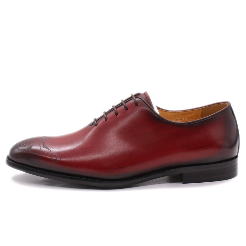 Zapatos de hombre pintados a mano de cuero Oxford de lujo rojo