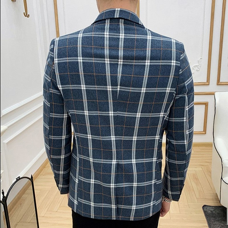 Classic Plaid Single Breasted Style Men Slim Fit Blazer - FanFreakz