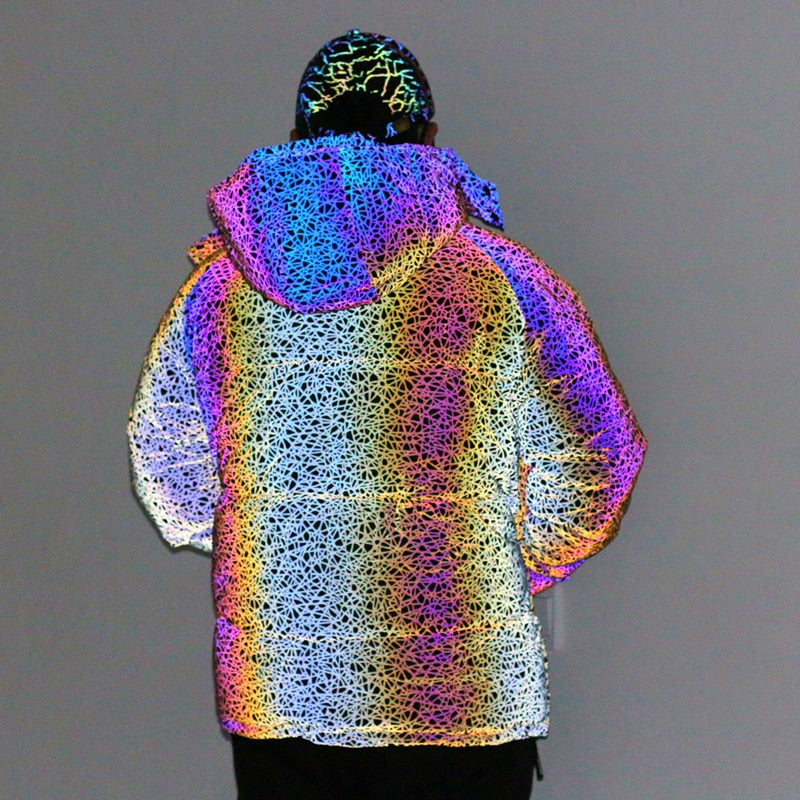 Colorful Line Pattern Winter Reflective Jacket