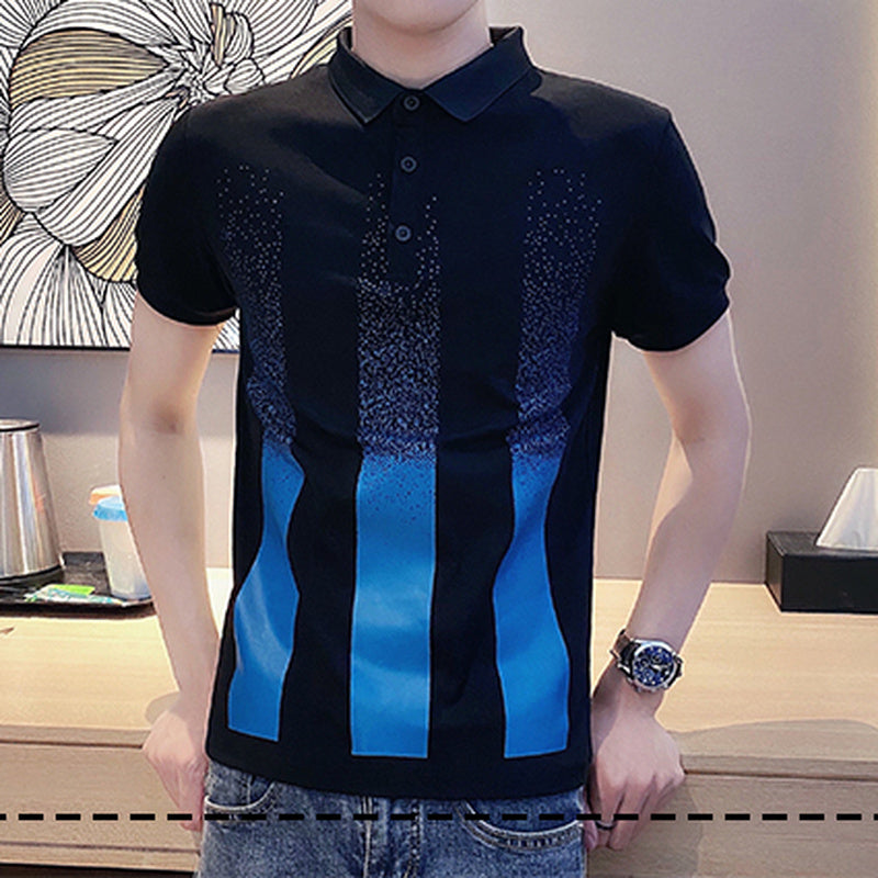 Three Big Stripes Polyester Polo Shirt