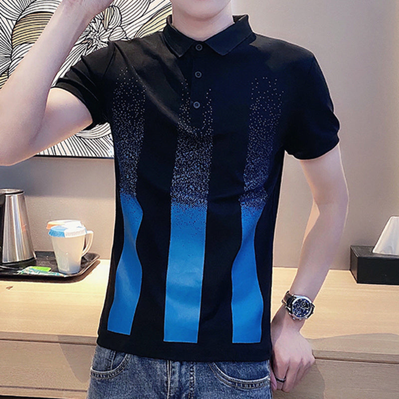 Three Big Stripes Polyester Polo Shirt