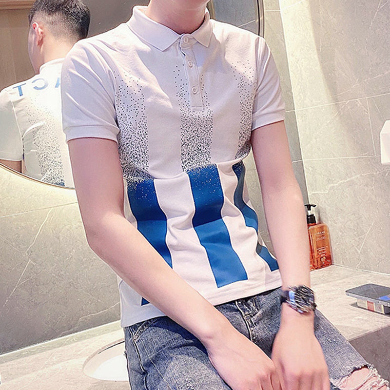 Three Big Stripes Polyester Polo Shirt