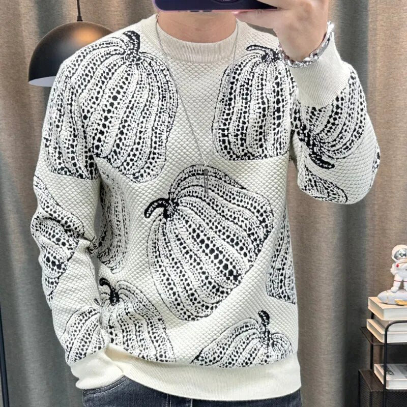 Pumpkin Pattern Acrylic Sweater