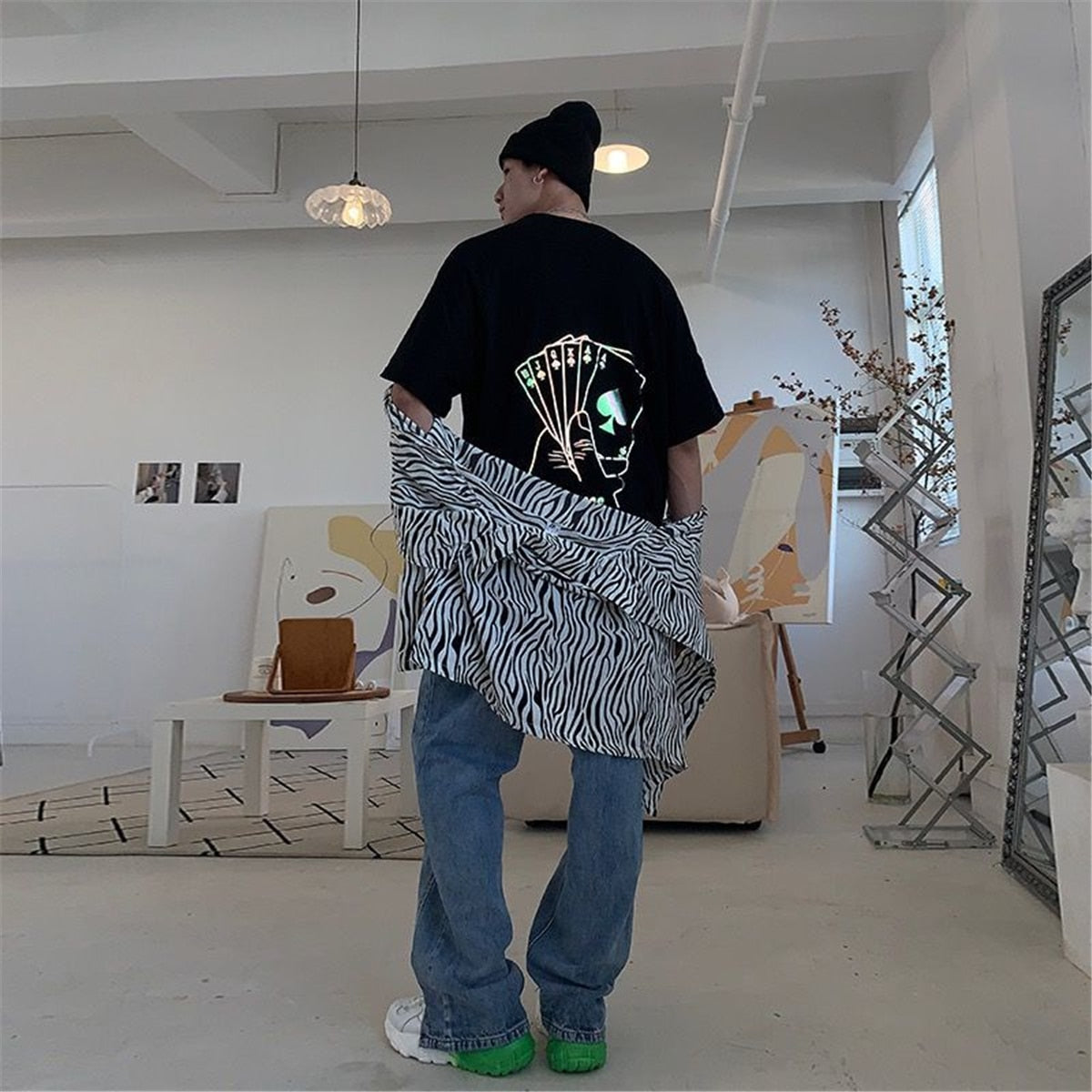 Cool Reflective Cartoon Pattern T-Shirt