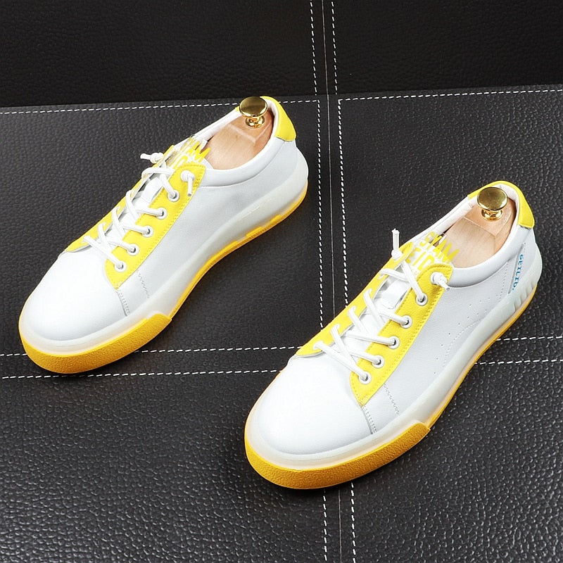 Baskets blanches décontractées à lacets respirantes pour hommes