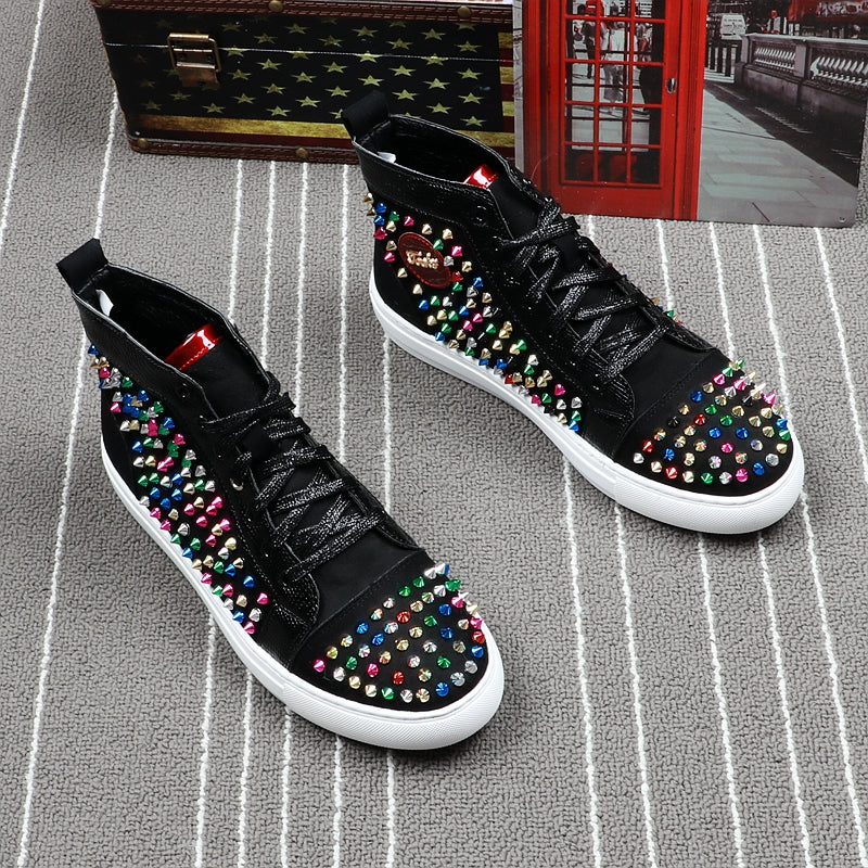 High Top Men Hip Hop Sneaker Clous de rivets colorés