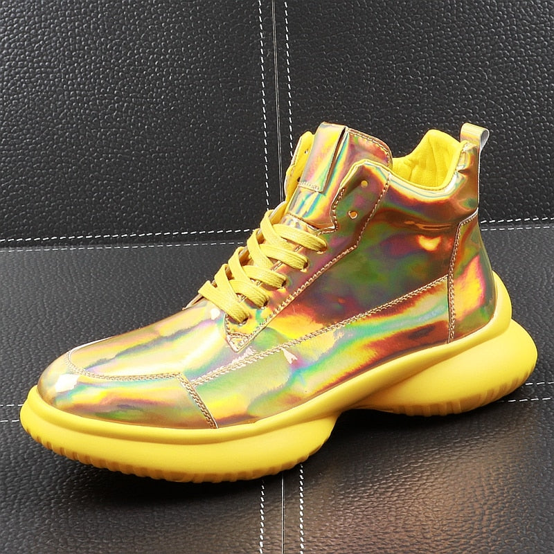 Sneaker pour hommes de conception décontractée Bling High Top pour jeunes