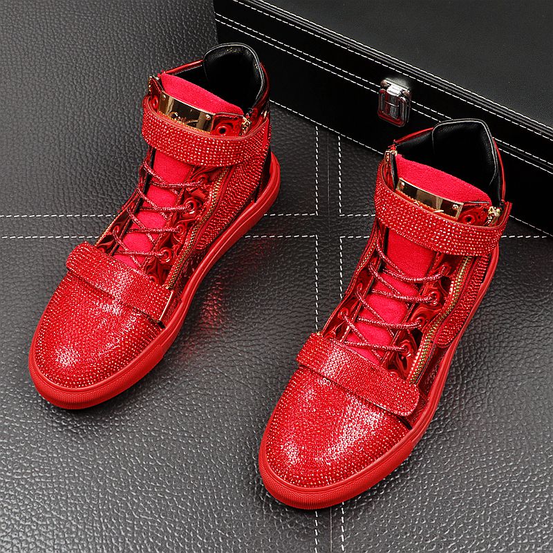 Casual Microfiber Rhinestone Decoration High Top Sneakers