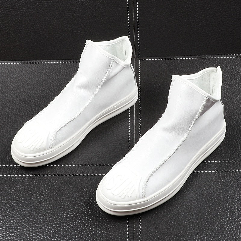 Casual Toe Slip On with Back Zipper Style Men Ankle Boots