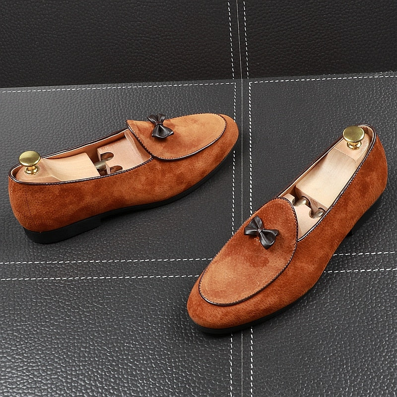 Pointed Toe with Butterfly Bowknot Detail Men Loafers Shoes