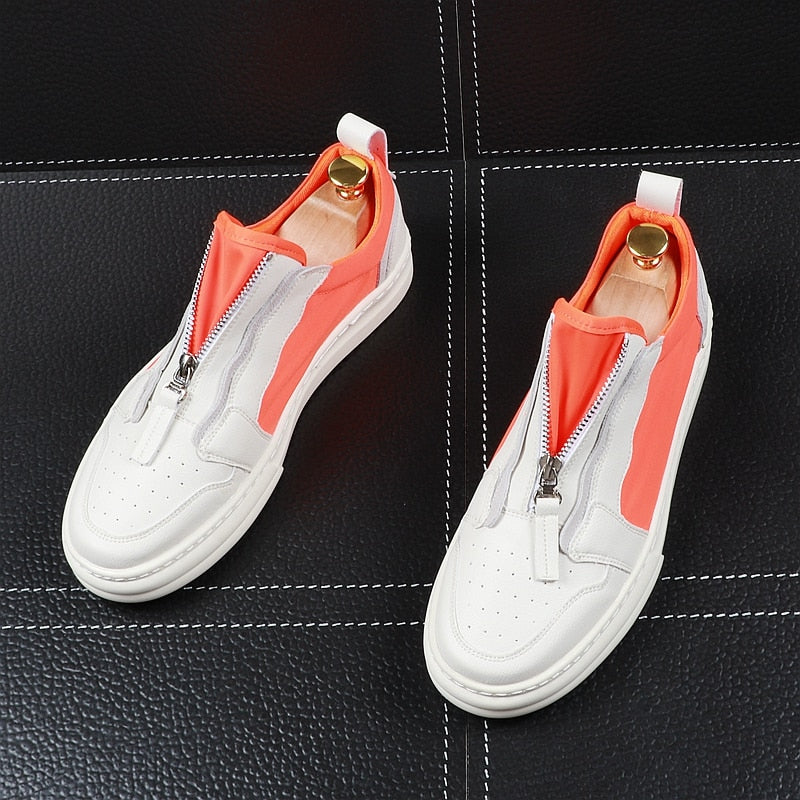 Zipper Youth Casual Air Mesh Breathable Thick Bottom Style Men Sneakers