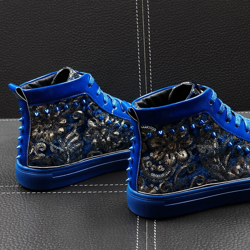 Dazzling Sequin Broderie Youth Casual Style Men Sneaker