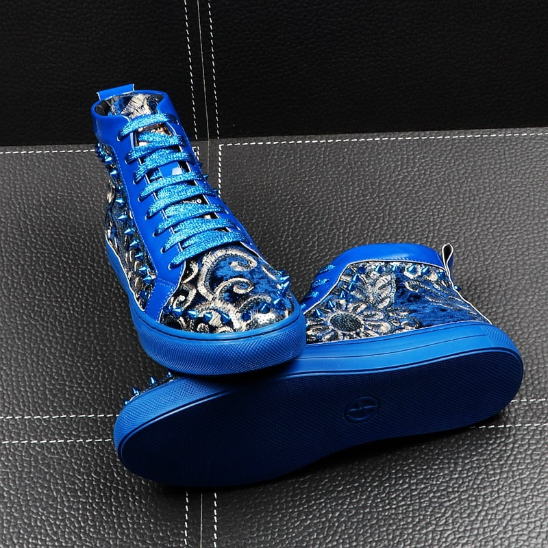 Dazzling Sequin Broderie Youth Casual Style Men Sneaker