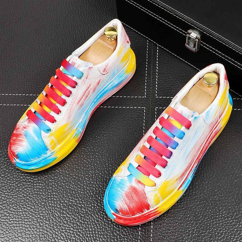 Cheerful Abstract Rainbow Color Painting Sneaker