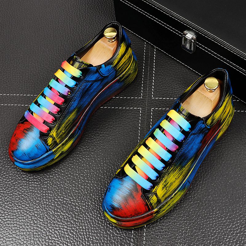 Cheerful Abstract Rainbow Color Painting Sneaker