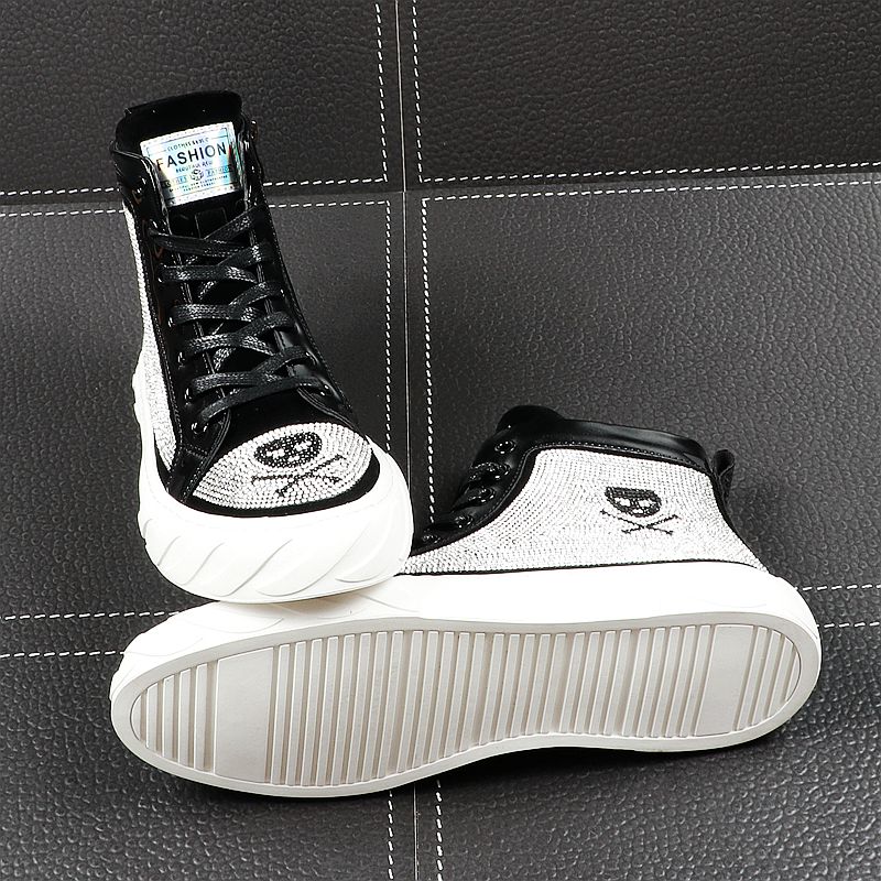 Baskets décontractées pour hommes de style haut en cristal à la cheville