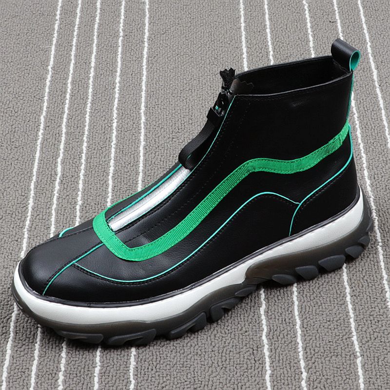 Baskets montantes en microfibre avec fermeture éclair à fond épais