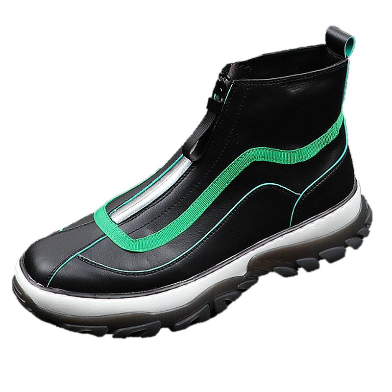 High Top Microfiber with Zipper Thick Bottom Sneaker