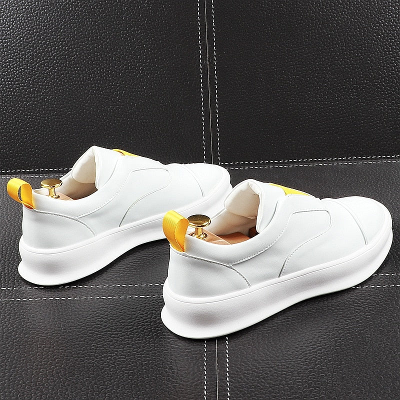 White Slip On Casual Breathable Thick Bottom Men Sneaker