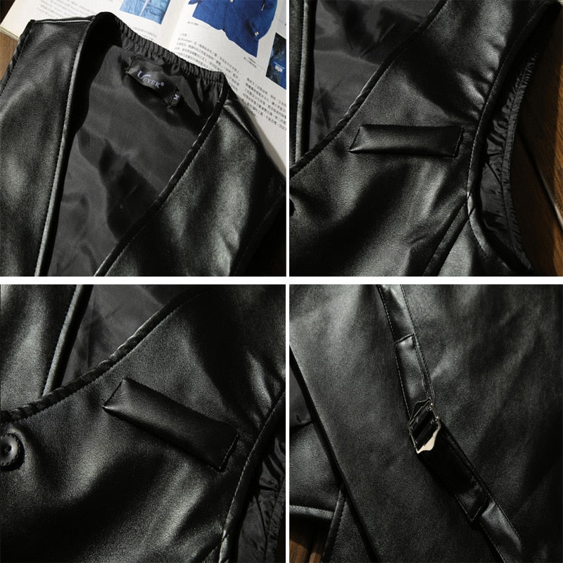 Chaleco de piel sintética de color sólido