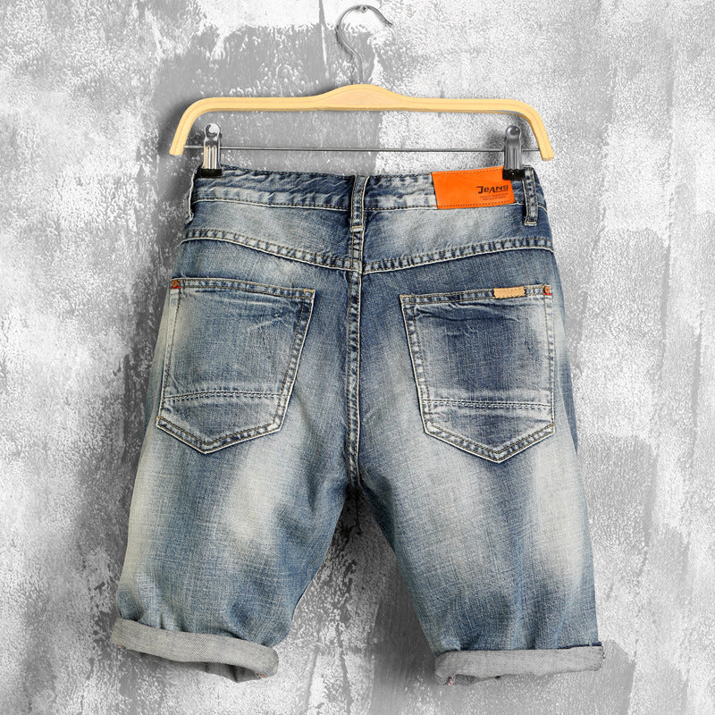 Ripped Destroyed Skate Style Men Bermuda Short Jeans