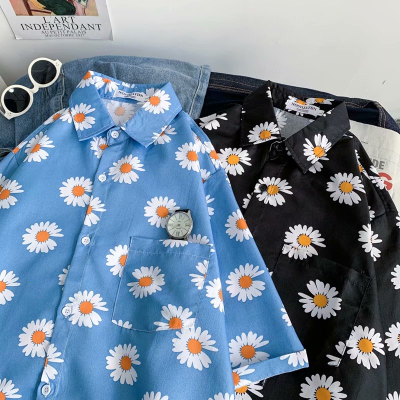 Daisy Printed Hawaiian Beach Shirt