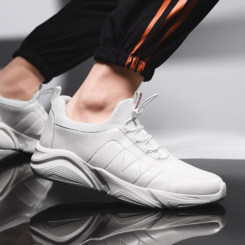 Cordones elásticos Hombres Monocromo PU Cuero Zapatillas