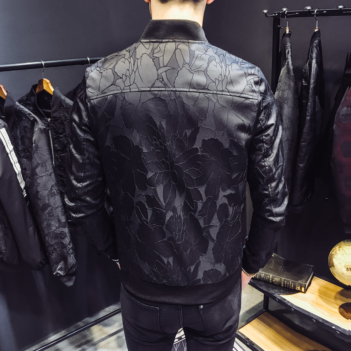 Dark Unique Patterns Men Slim Fit Bomber Jacket - FanFreakz