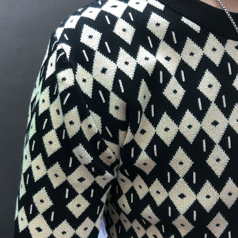 Diamond Contrast Knit T-Shirt