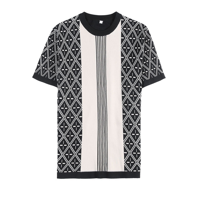 Diamond Plus Pattern Knitted T-Shirt