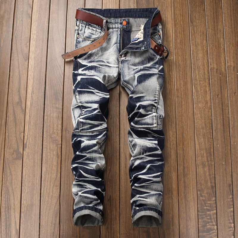 Abstract Wave Camouflage Pattern Jeans