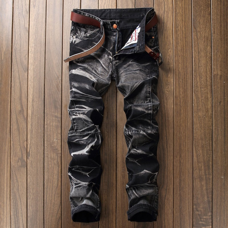 Abstract Wave Camouflage Pattern Jeans