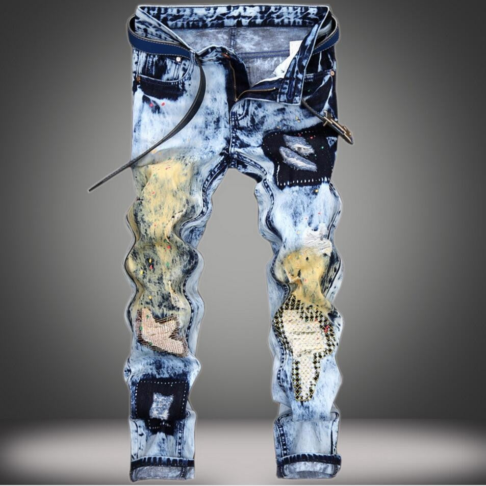 Patchwork Vintage Cotton Ripped Jeans