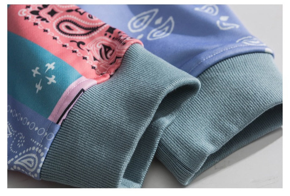 Blue Bright Bandana Printed Oversized Hoodies