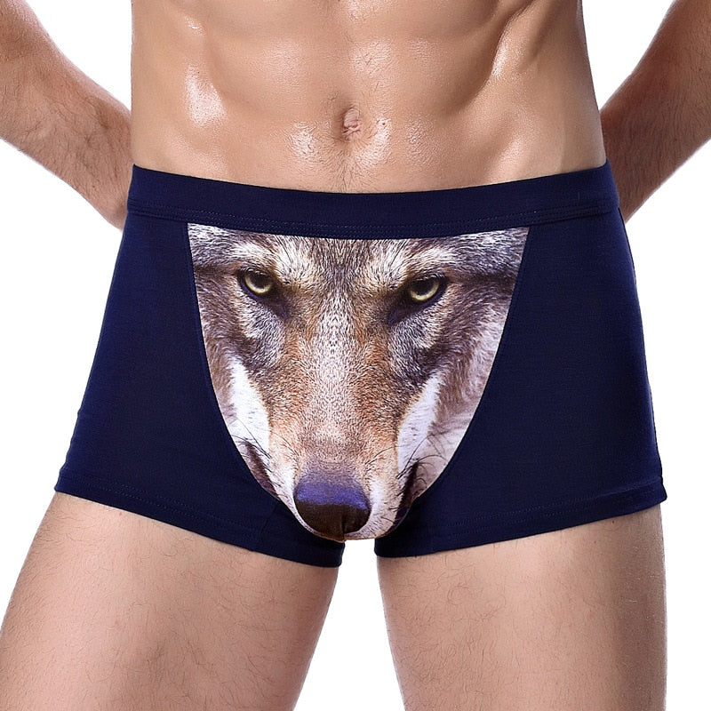 Wolf and Eagle Head Print Man Boxers