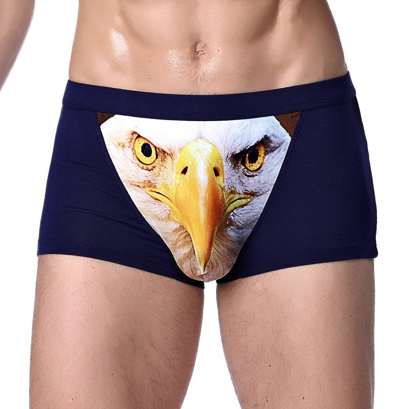 Wolf and Eagle Head Print Man Boxers