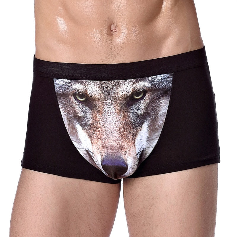 Wolf and Eagle Head Print Man Boxers