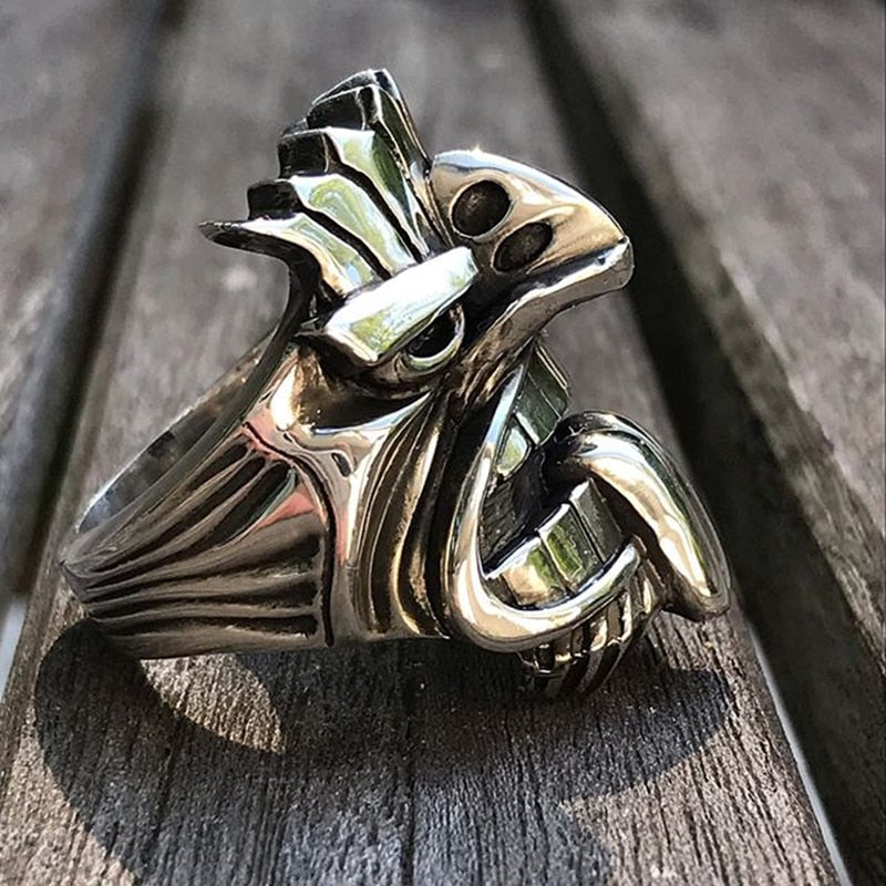 Bague Totem Tiki en Acier Inoxydable Mythologie Māori