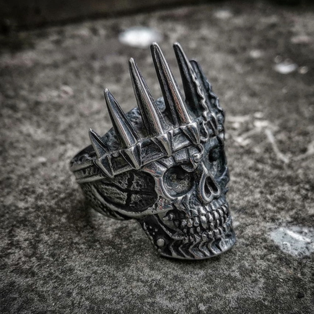 King Crown Skull Stainless Steel Biker Punk Style Men Fashion Rings